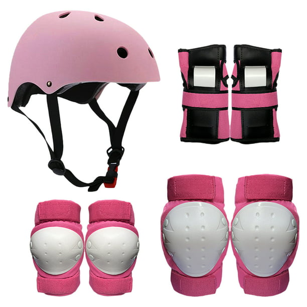 Helmet Set Outdoor Sport Gear Kids Pink Knee Elbow Wrist Guard Protective Pads
